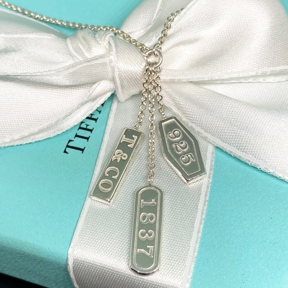 Tiffany & Co.1837 Triple Bar Elements Necklace 925 silver 16"  w/ box NICE - Picture 1 of 9